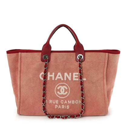Chanel Canvas Medium Deauville Tote Red 1 of 16