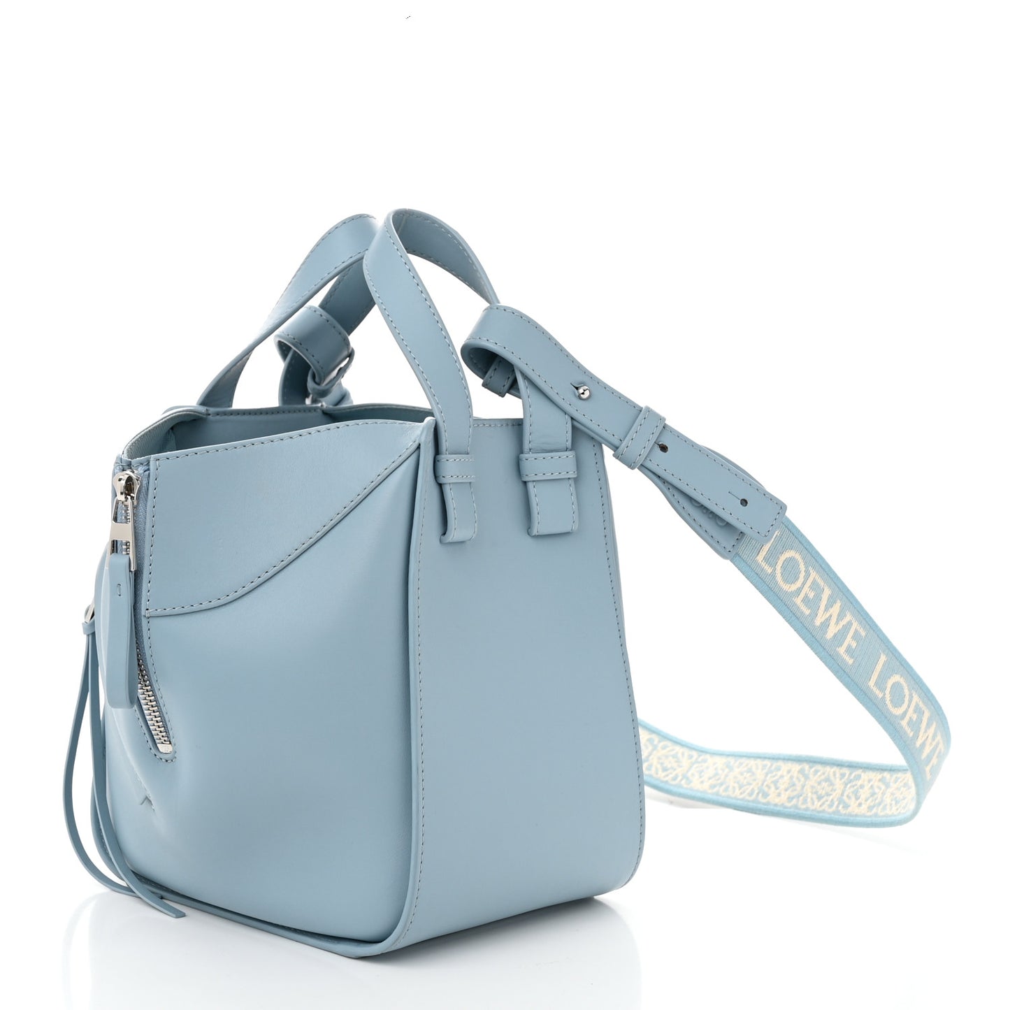 Satin Calfskin Compact Hammock Shoulder Bag Dusty Blue