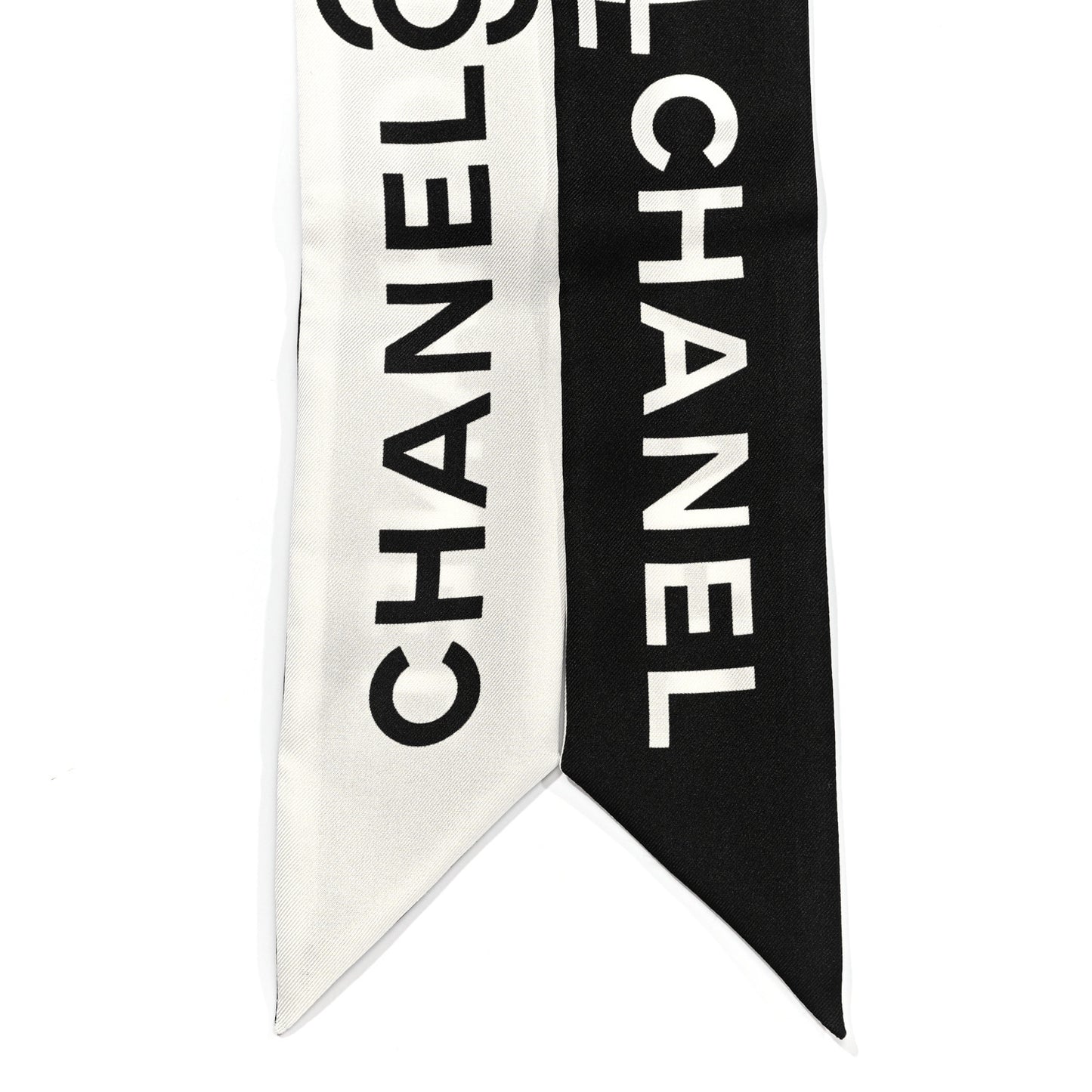 Silk Logo Slim Bandeau Scarf Black White