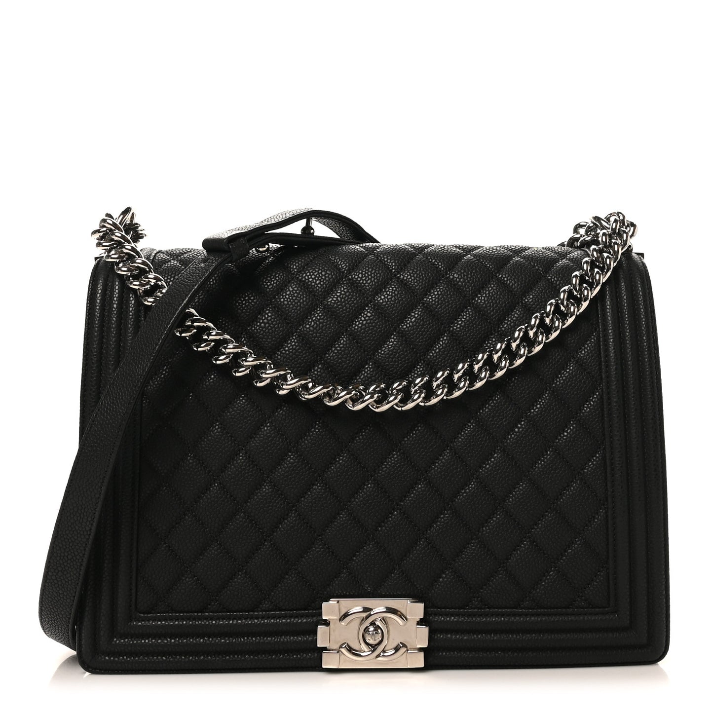 Caviar Quilted Large Boy Flap Black