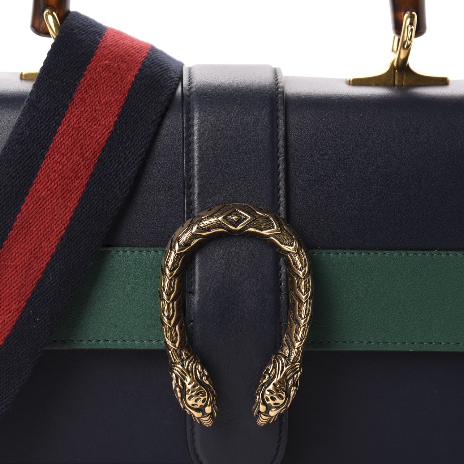 Gucci Moon Calfskin Bamboo Web Medium Dionysus Top Handle Bag Blue Emerald Hibiscus Red 10 of 10
