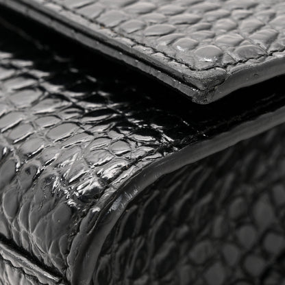 Saint Laurent Calfskin Crocodile Embossed Medium Classic Monogram Kate Tassel Satchel Black 12 of 15