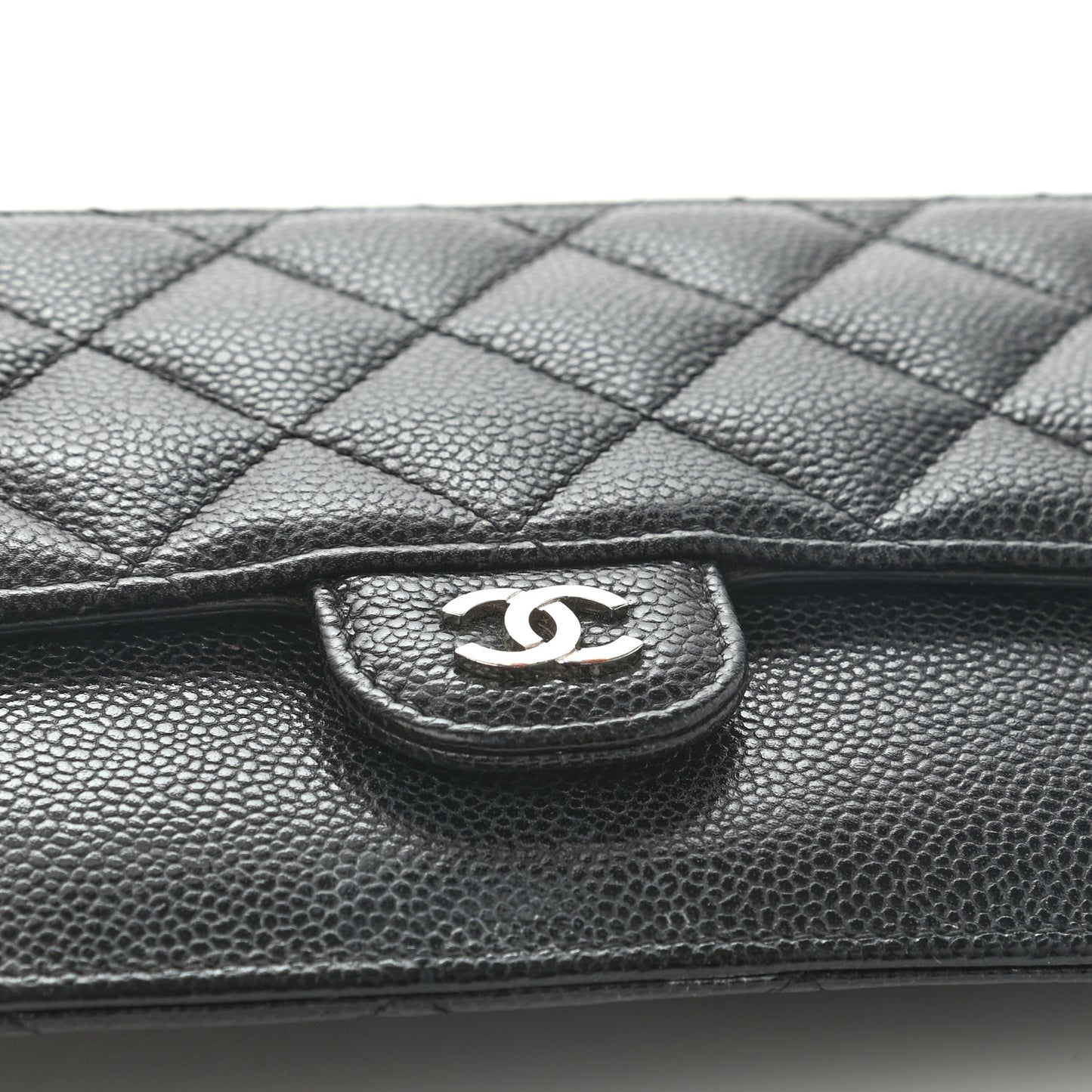 Caviar Quilted Classic Pouch With Handle Black