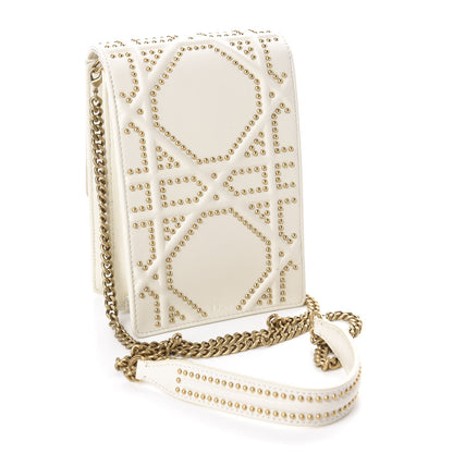 Christian Dior Lambskin Studded Vertical Diorama White 3 of 9