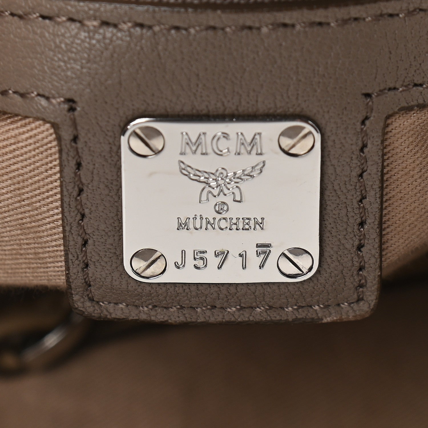 MCM Calfskin Ottomar Monogram Medium Klara Hobo Taupe 5 of 9