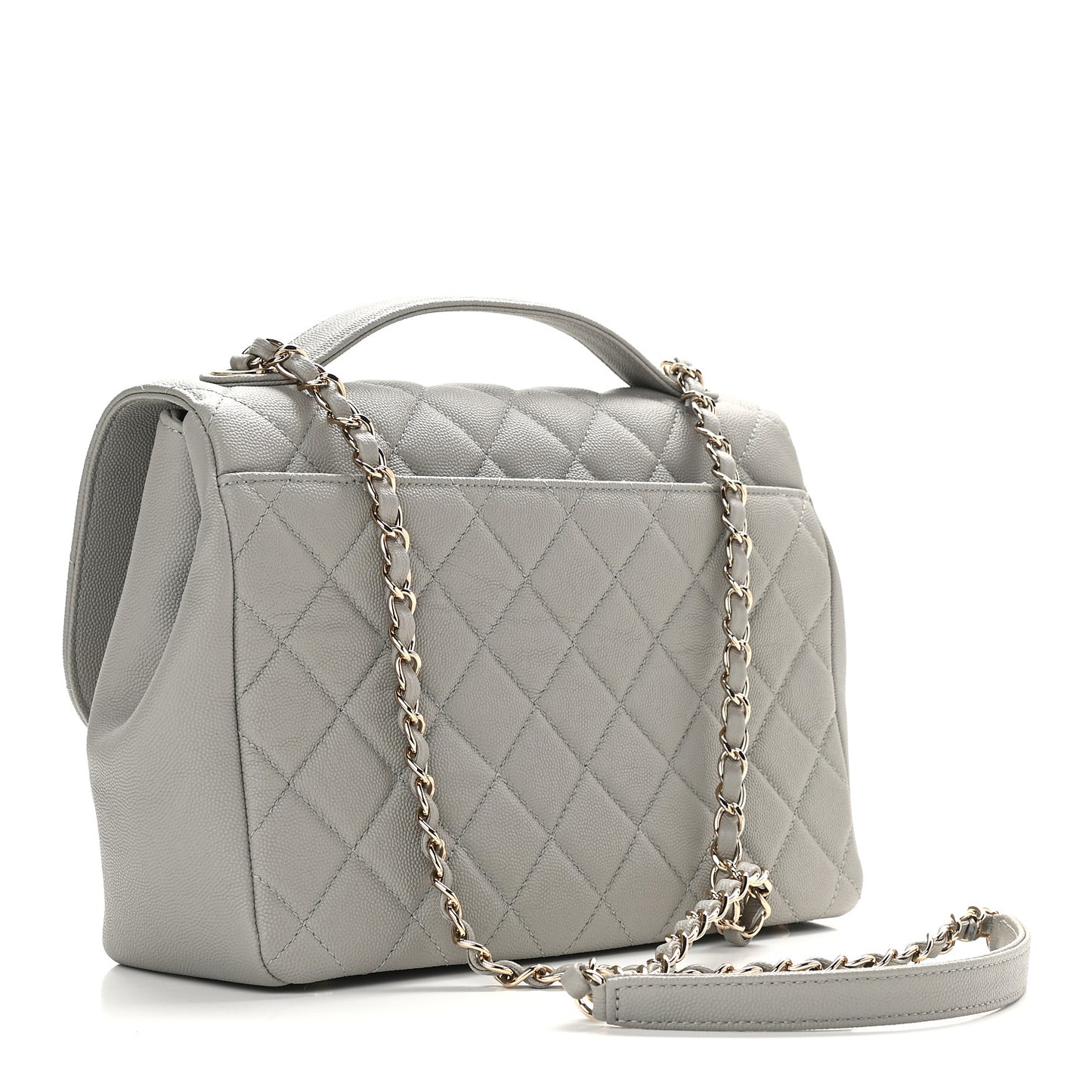 Caviar Quilted Large Business Affinity Flap Grey