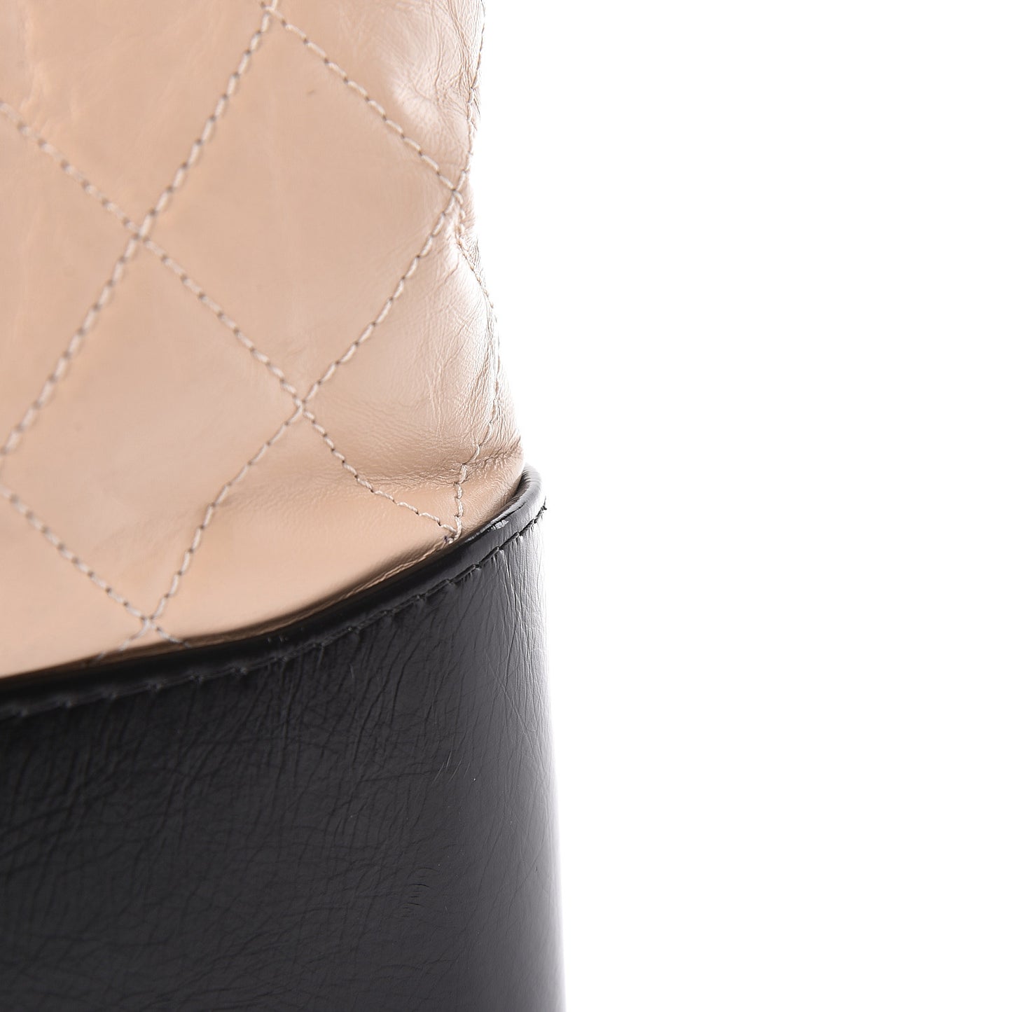 Aged Calfskin Quilted Medium Gabrielle Hobo Beige Black