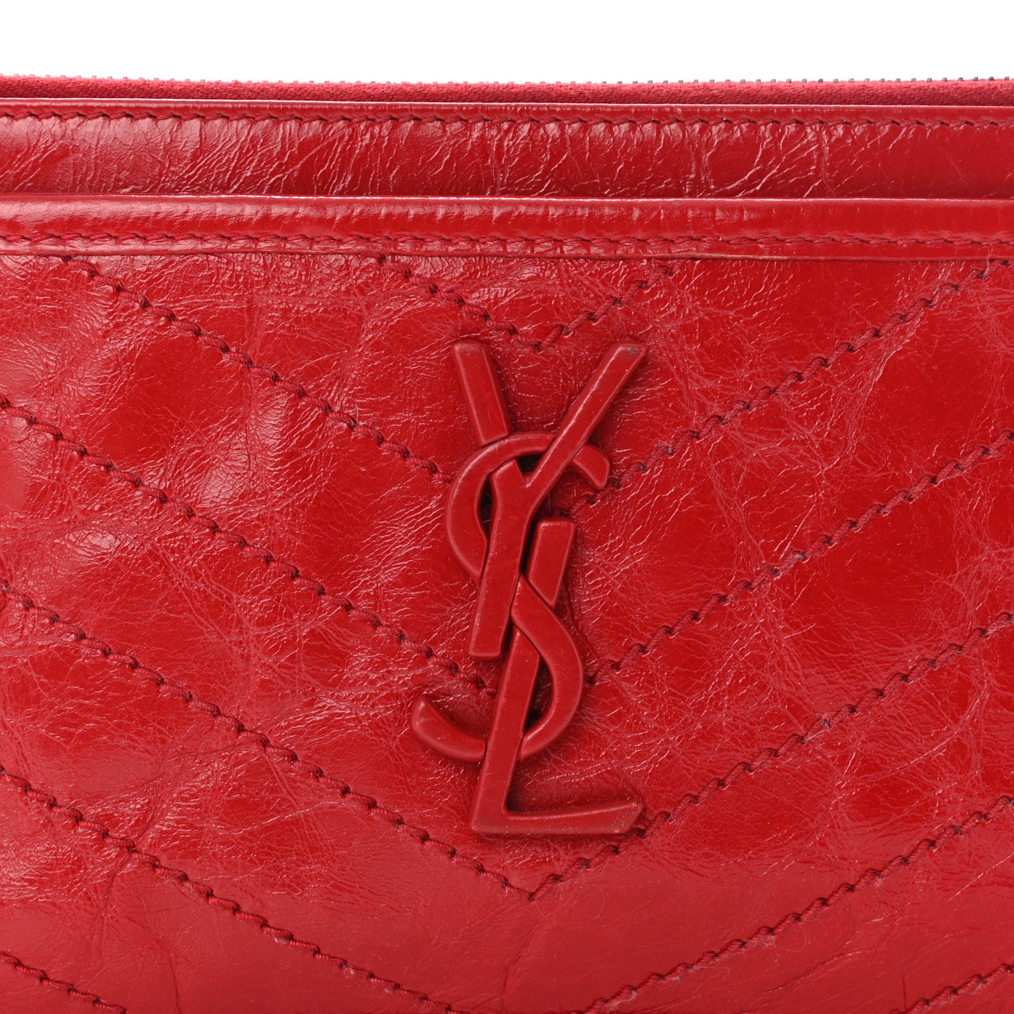 Crinkled Calfskin Matelasse Niki Bill Pouch Red