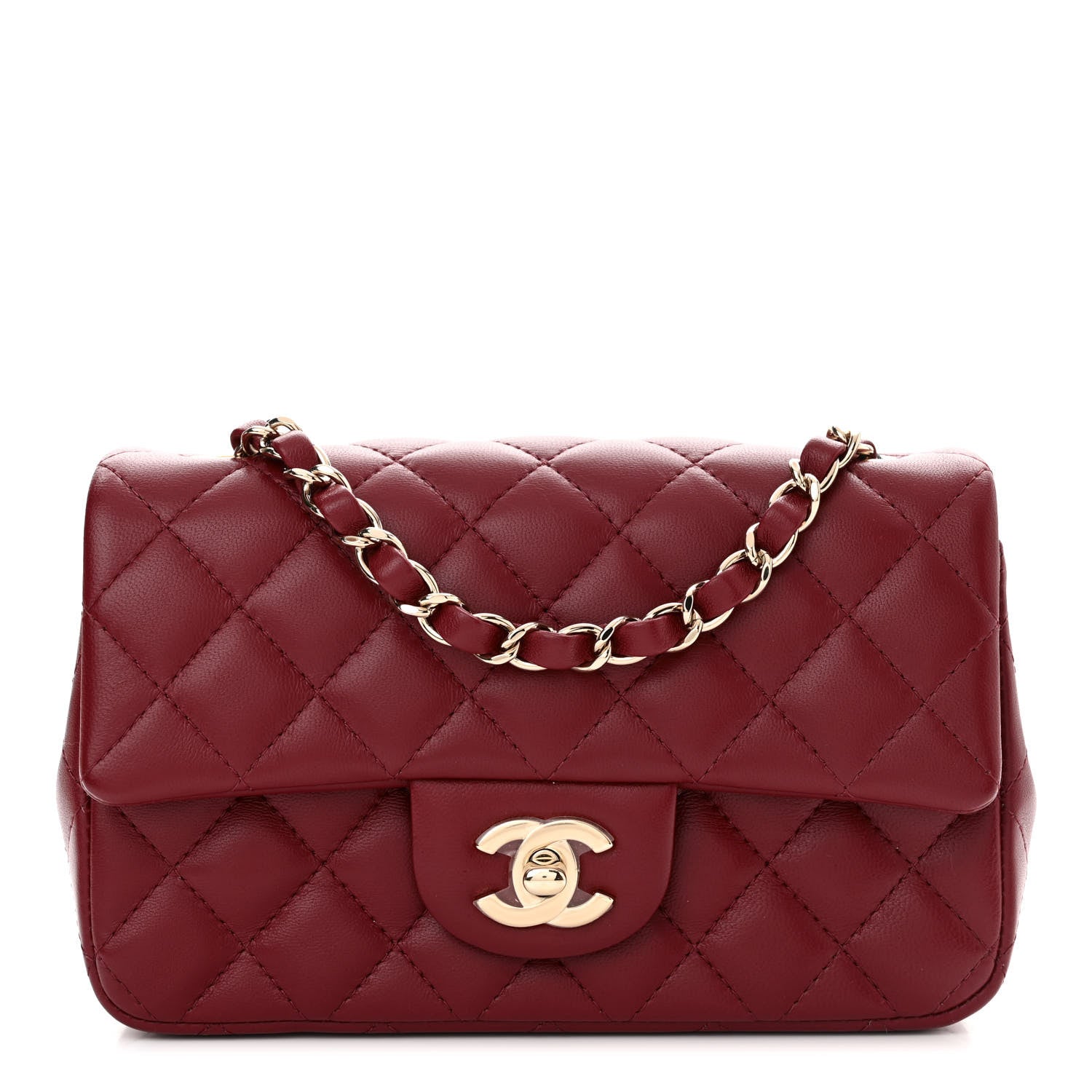 Chanel Lambskin Quilted Mini Rectangular Flap Burgundy 1 of 11