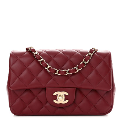 Chanel Lambskin Quilted Mini Rectangular Flap Burgundy 1 of 11