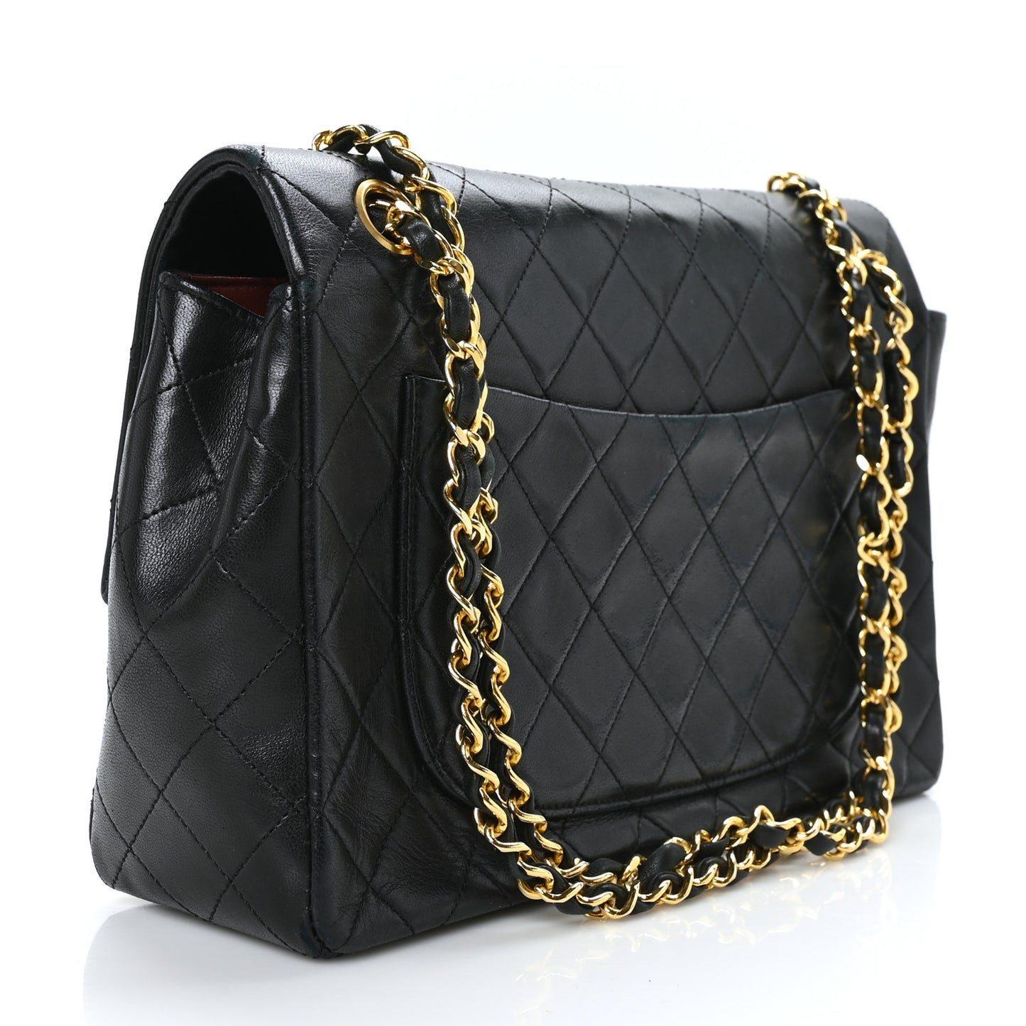 Lambskin Quilted XL Jumbo Single Flap Black