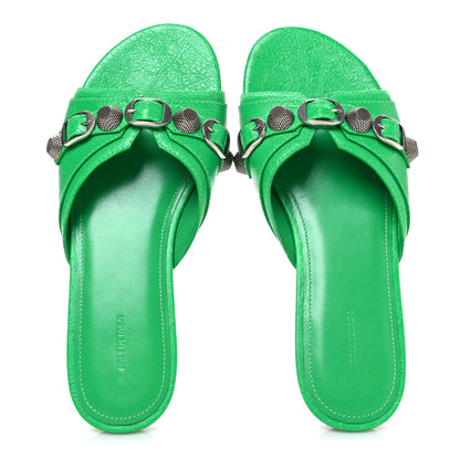 Balenciaga Agneau Arena Cagole Flat Slide Sandals 37 Vivid Green 2 of 10