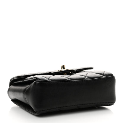 Chanel Lambskin Quilted Top Handle Flap Black 4 of 10