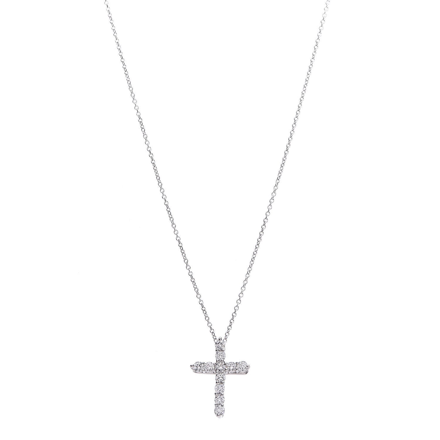 Platinum Diamond Small Cross Pendant Necklace