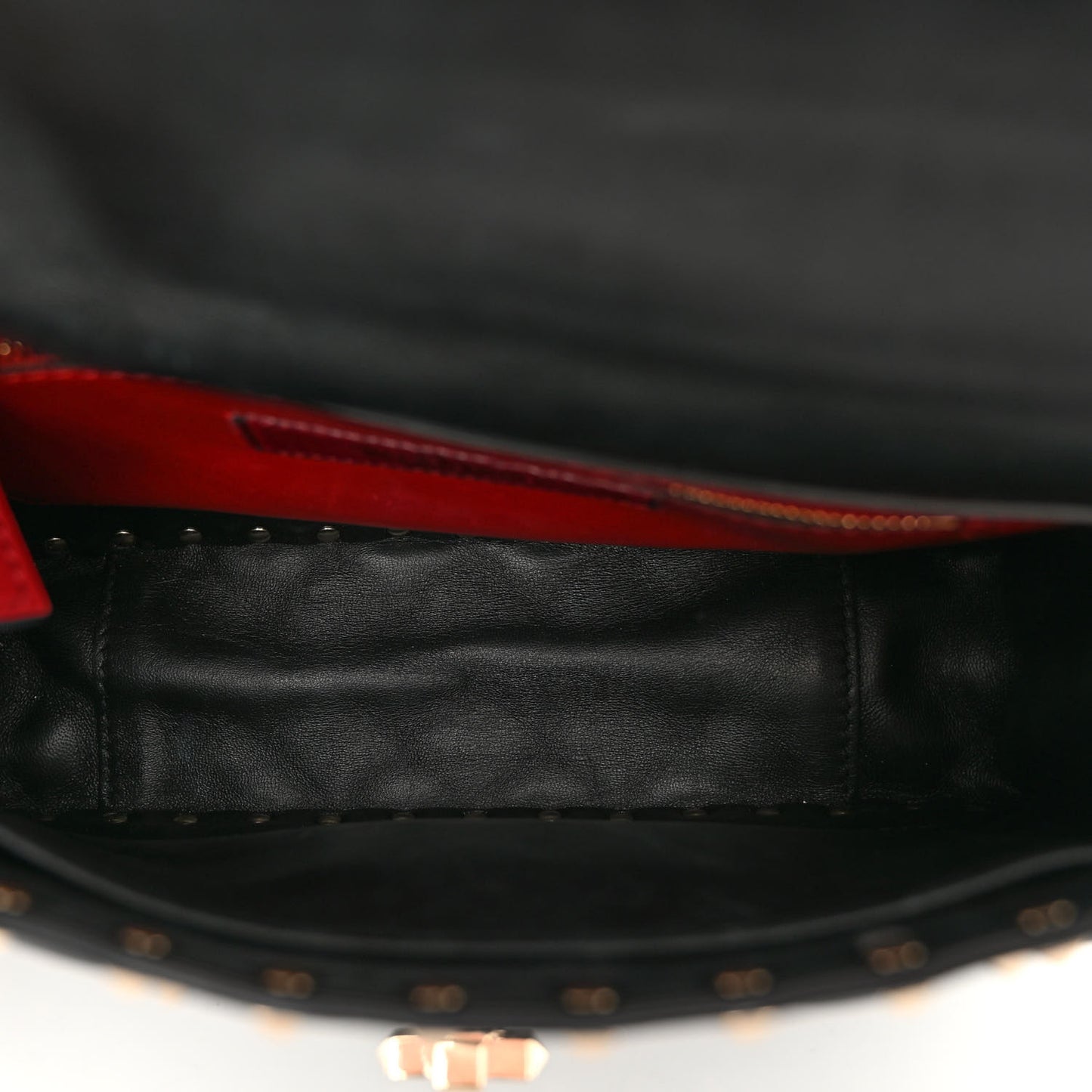Lambskin Medium Rockstud Spike Shoulder Bag Black