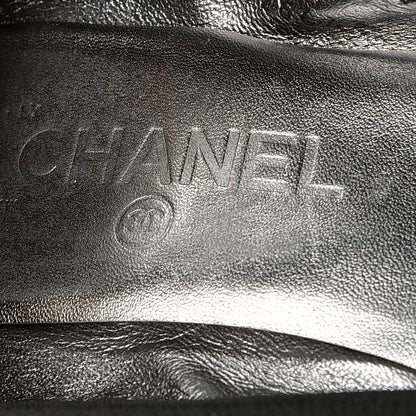 Chanel Suede Glitter Cap Toe CC Elastic Stretch Pumps 36.5 Black 6 of 6
