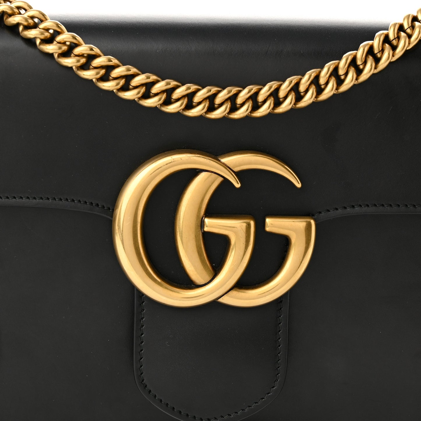 Knight Calfskin Medium GG Marmont Chain Handle Bag Black