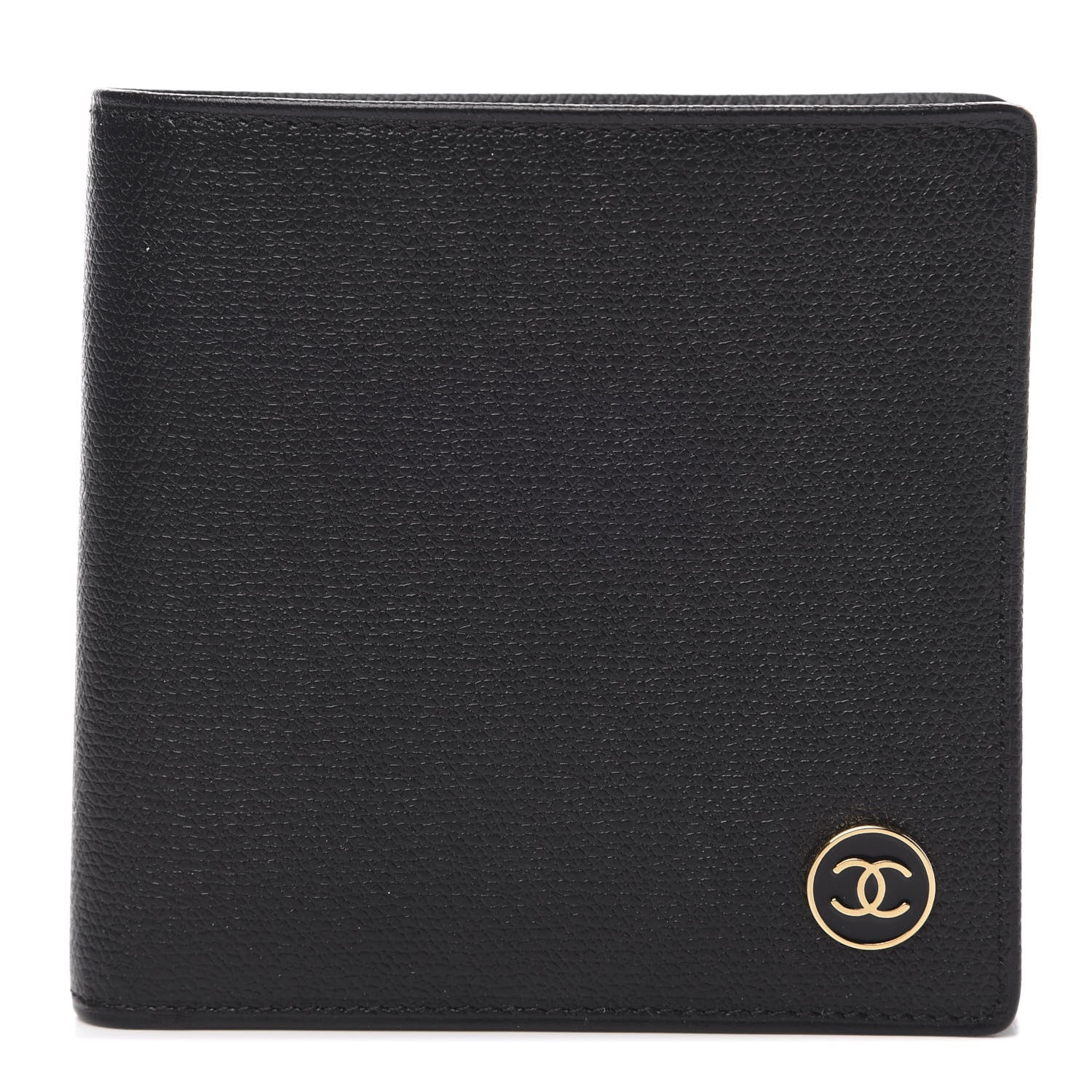 Chanel Grained Calfskin CC Button Bi-Fold Wallet Black 1 of 9
