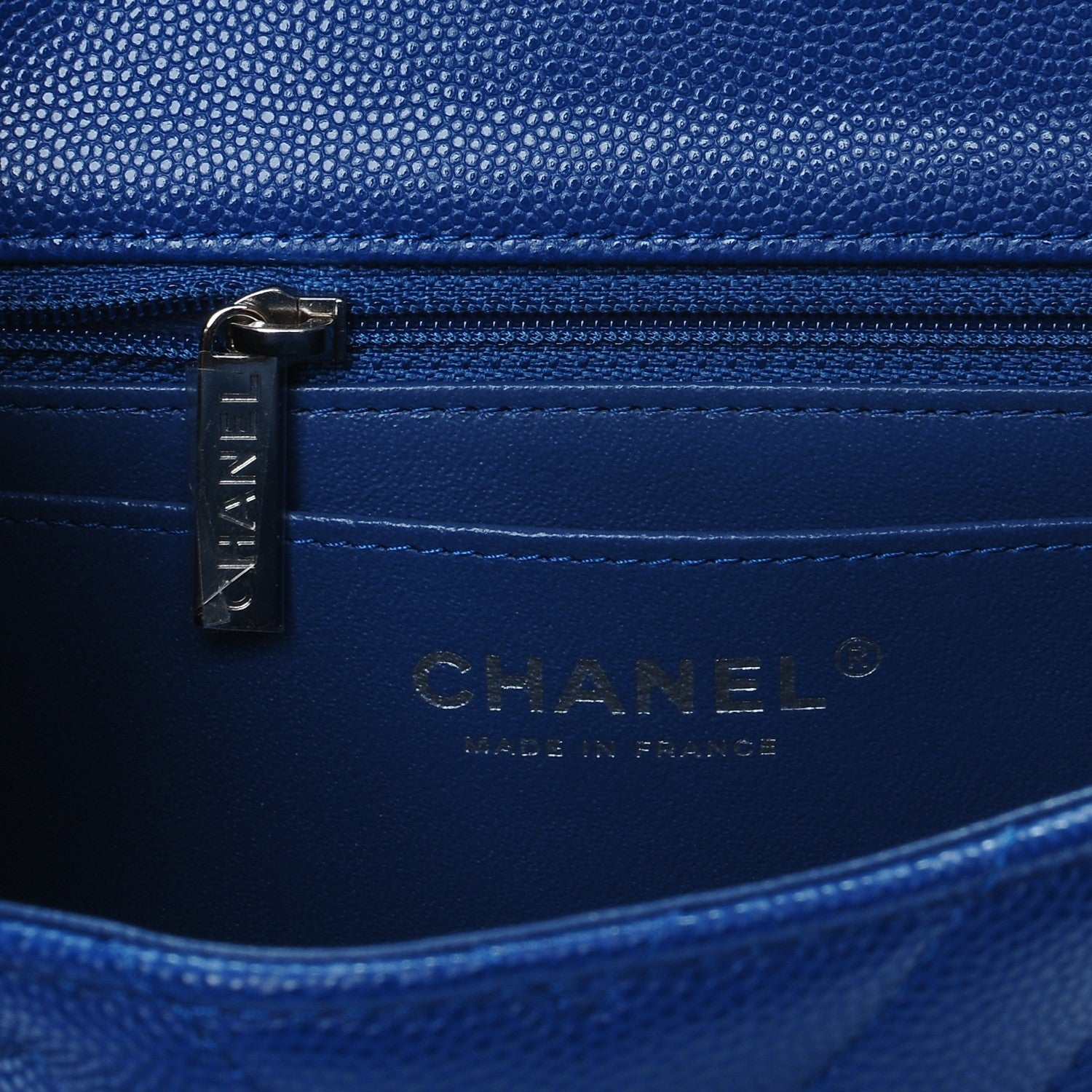 Chanel Caviar Chevron Quilted Mini Rectangular Flap Blue 6 of 7