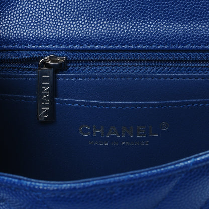 Chanel Caviar Chevron Quilted Mini Rectangular Flap Blue 6 of 7