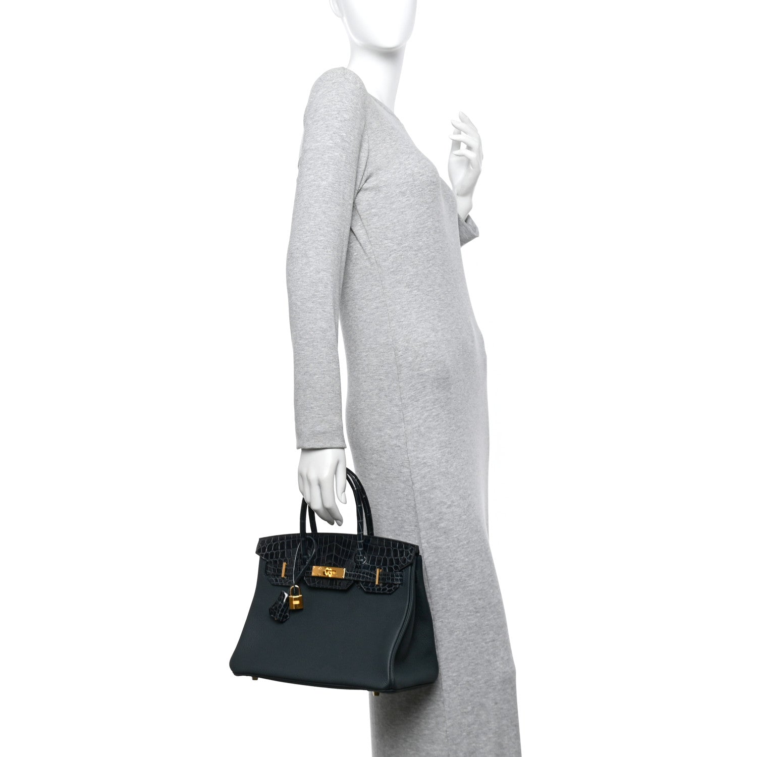 Hermes Togo Shiny Niloticus Crocodile Birkin Touch 30 Vert Rousseau 2 of 14
