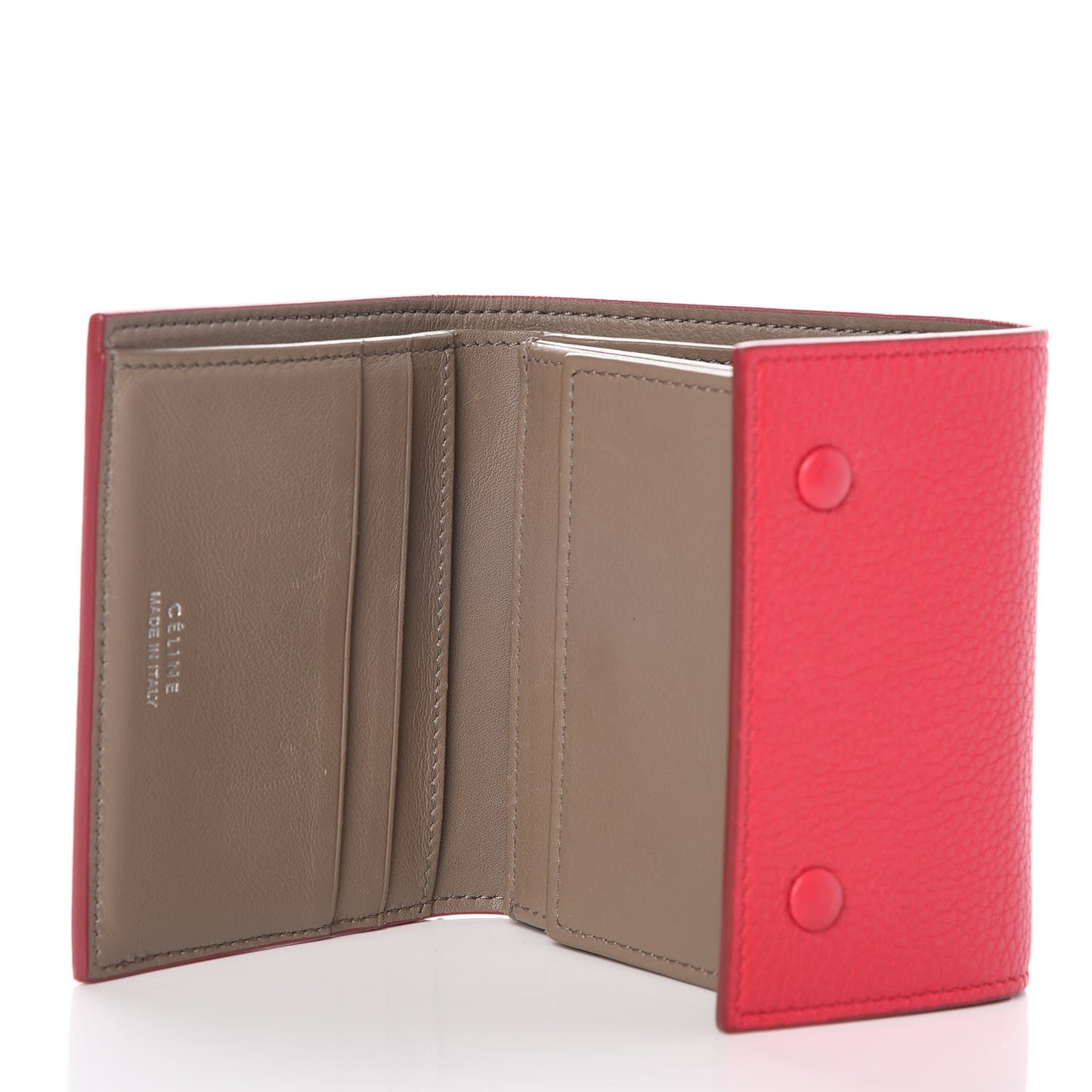 Drummed Calfskin Small Multifunction Folded Wallet Dark Pink