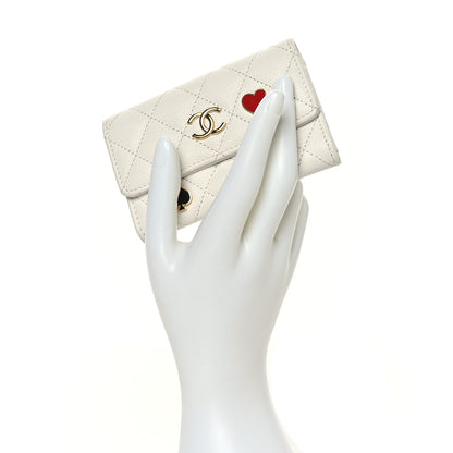 Chanel Caviar Quilted Enamel Coco Casino Flap Card Holder Wallet White 2 of 8