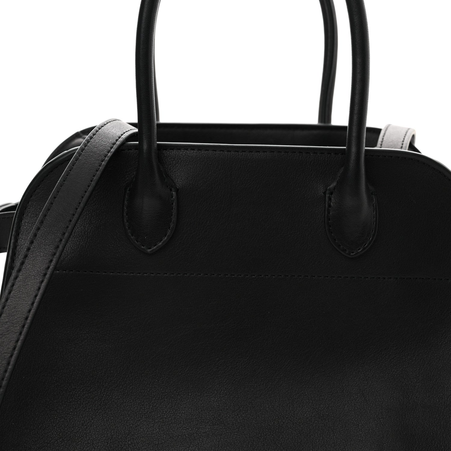 The Row Polished Saddle Calfskin Soft Margaux 10 Bag Black 7 of 9