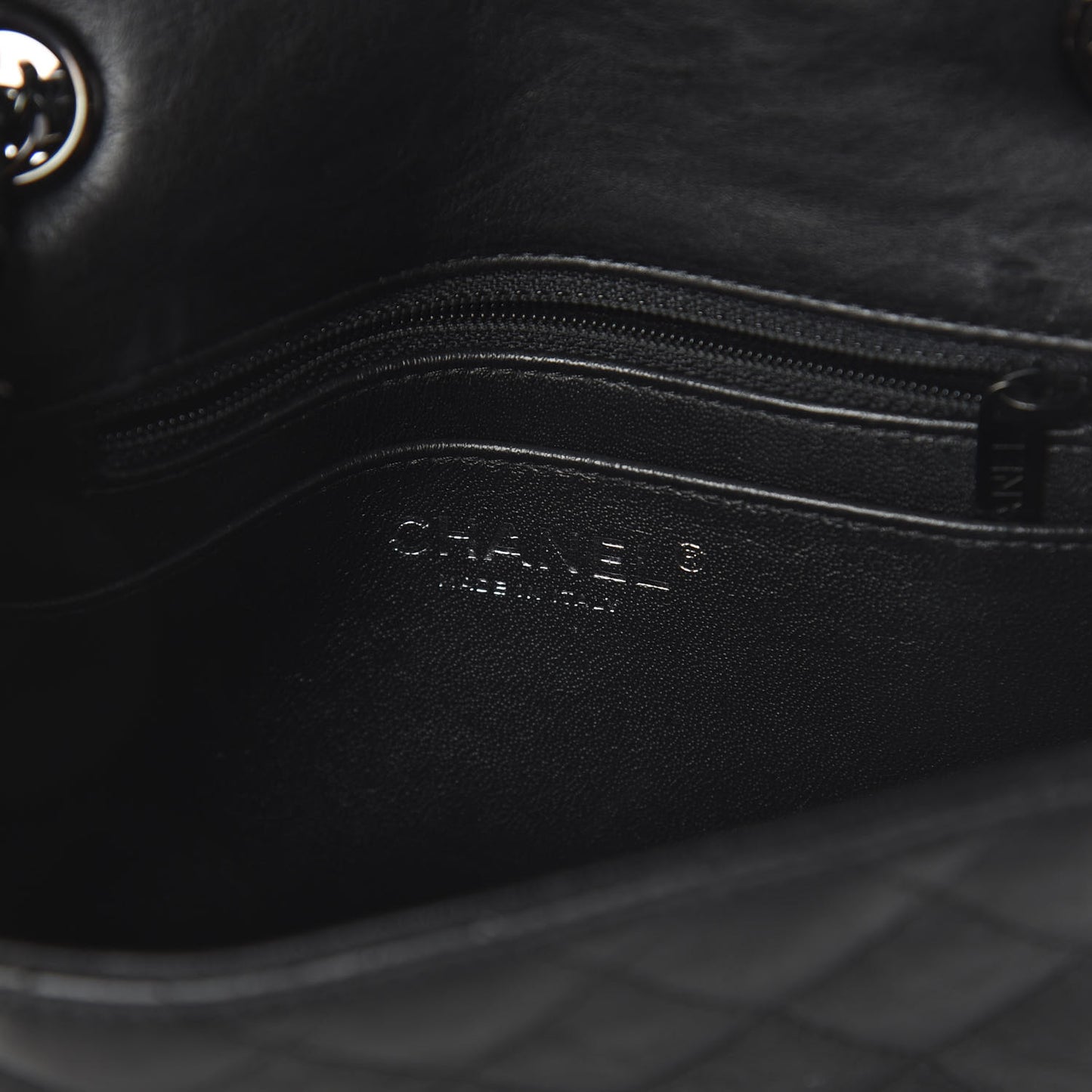 Crumpled Calfskin Quilted Mini Square Flap So Black