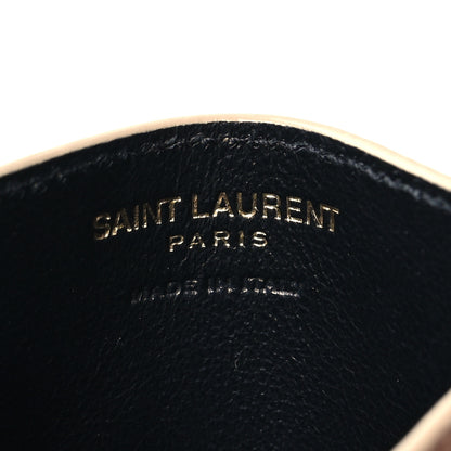 Saint Laurent Grain De Poudre Matelasse Chevron Monogram Credit Card Case Dark Beige 6 of 11