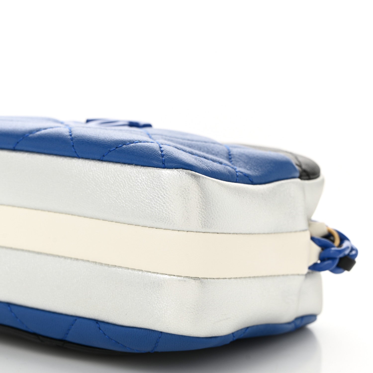 Chanel Shiny Lambskin Monochrome Chain Mini Camera Case Bag Blue Black Silver 10 of 10