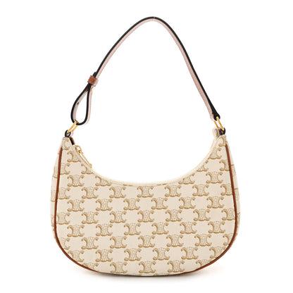 Celine Canvas Calfskin Ava Triomphe Shoulder Bag White 1 of 15