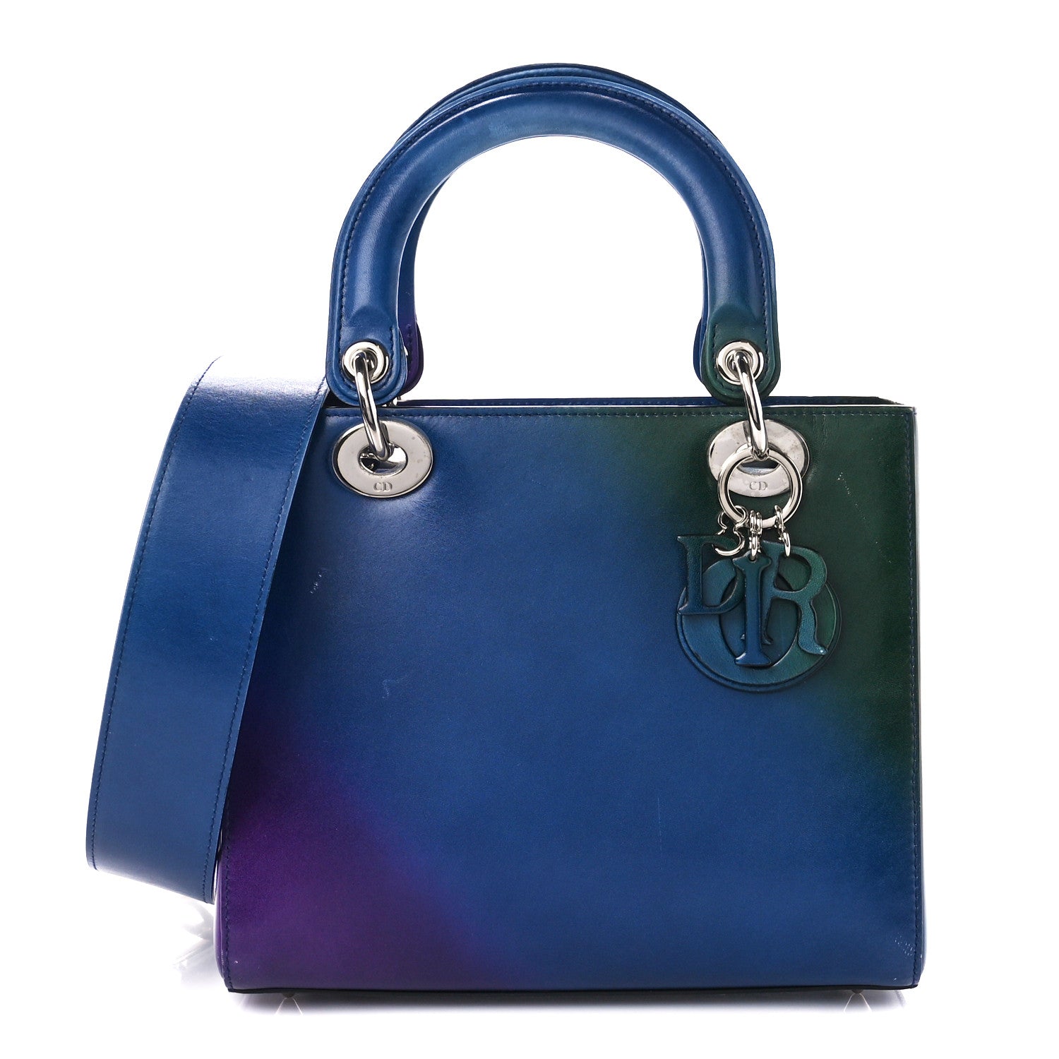 Christian Dior Box Calfskin Gradient Medium Lady Dior Purple Blue Green 1 of 20