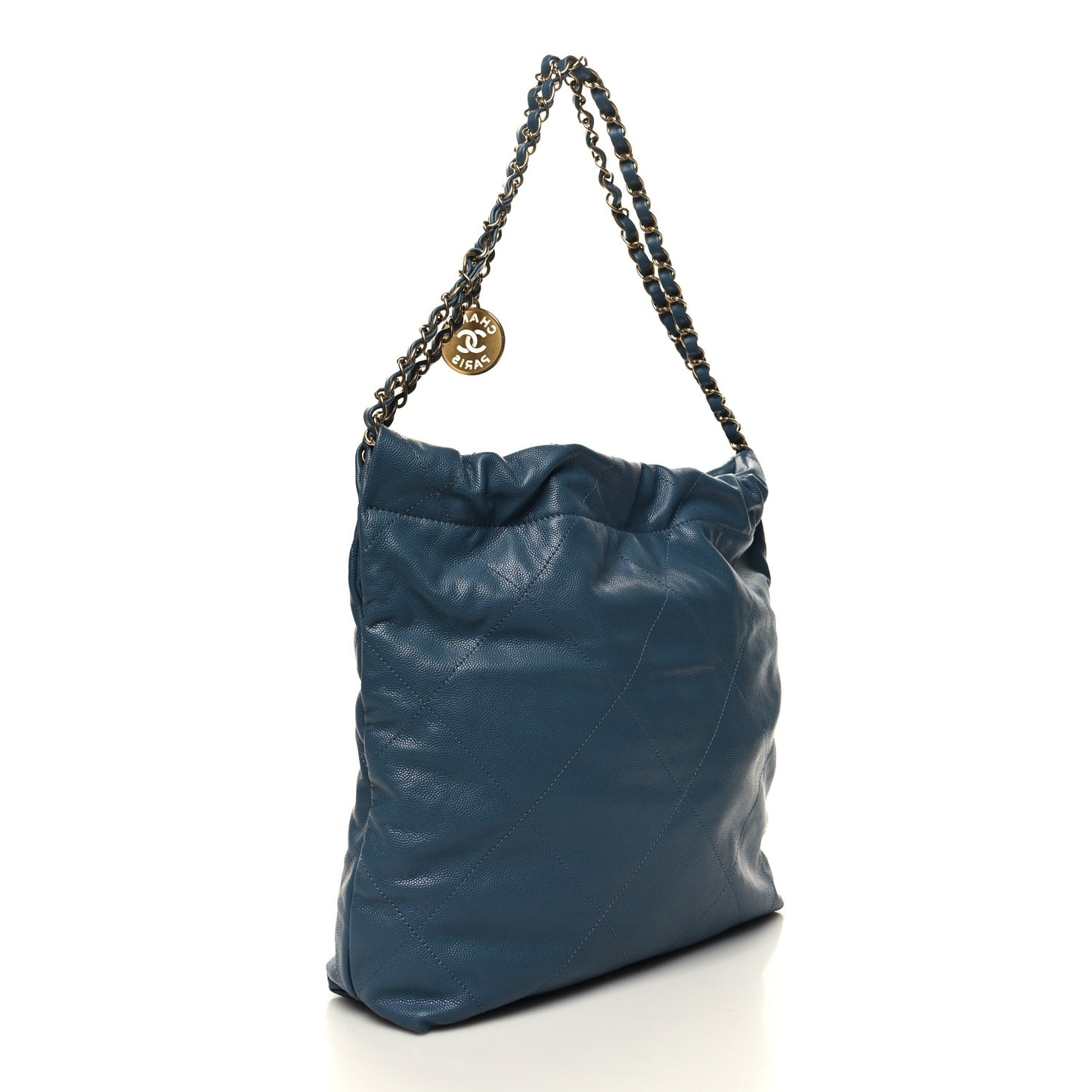 Shiny Caviar Quilted Small Chanel 22 Blue