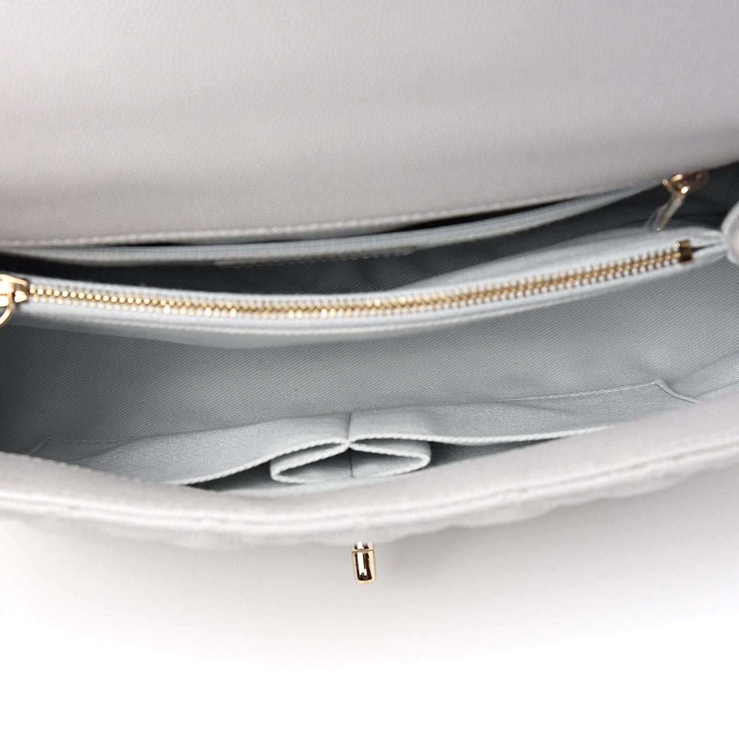 Caviar Quilted Small Coco Handle Flap Light Grey