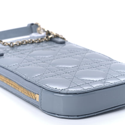 Christian Dior Patent Cannage Lady Dior Phone Holder Cloud Blue 8 of 9