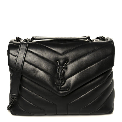 Saint Laurent Calfskin Y Quilted Monogram Monochrome Small Loulou Chain Satchel Black 1 of 11