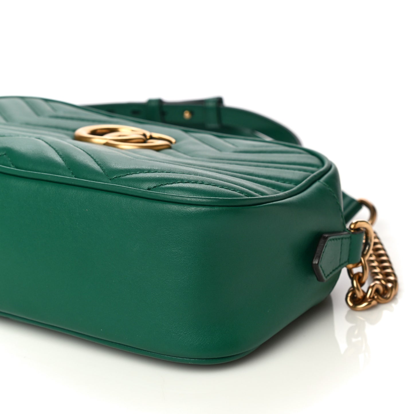 Calfskin Matelasse Small GG Marmont Chain Shoulder Bag Emerald Green