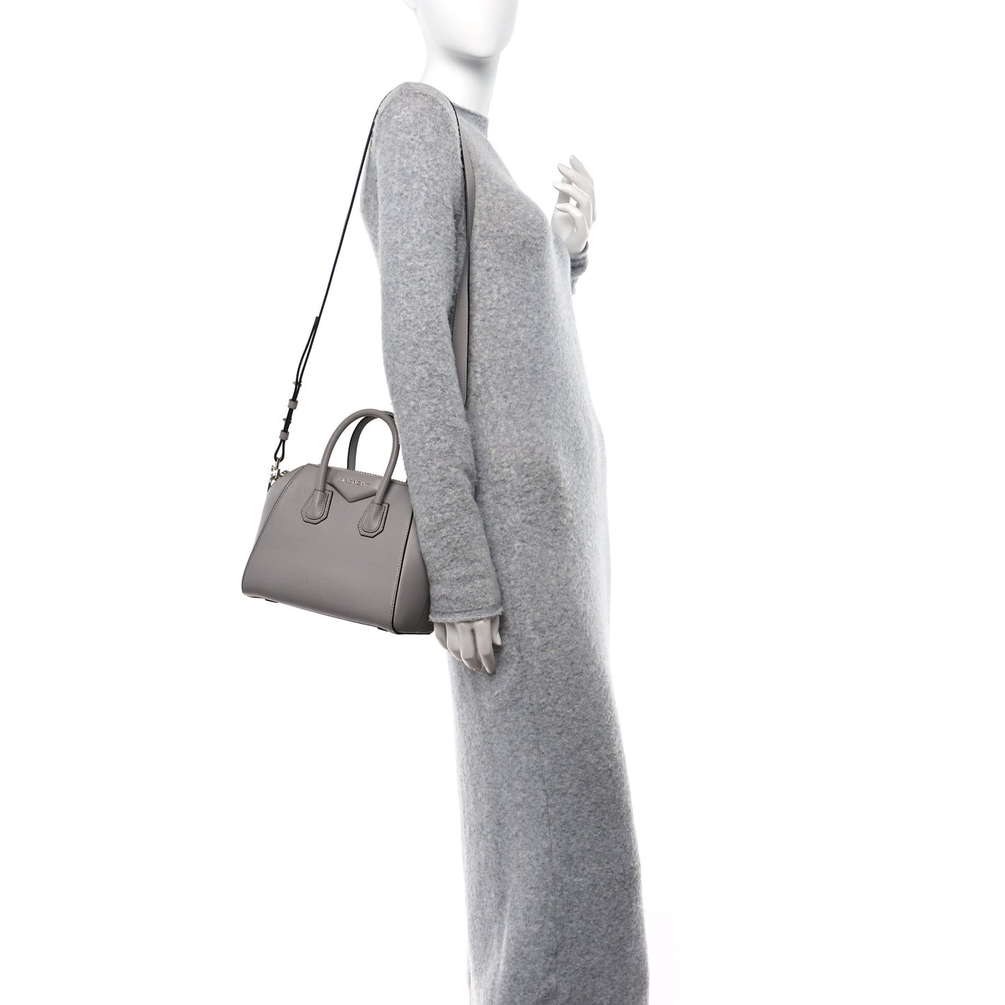 Sugar Goatskin Mini Antigona Pearl Grey