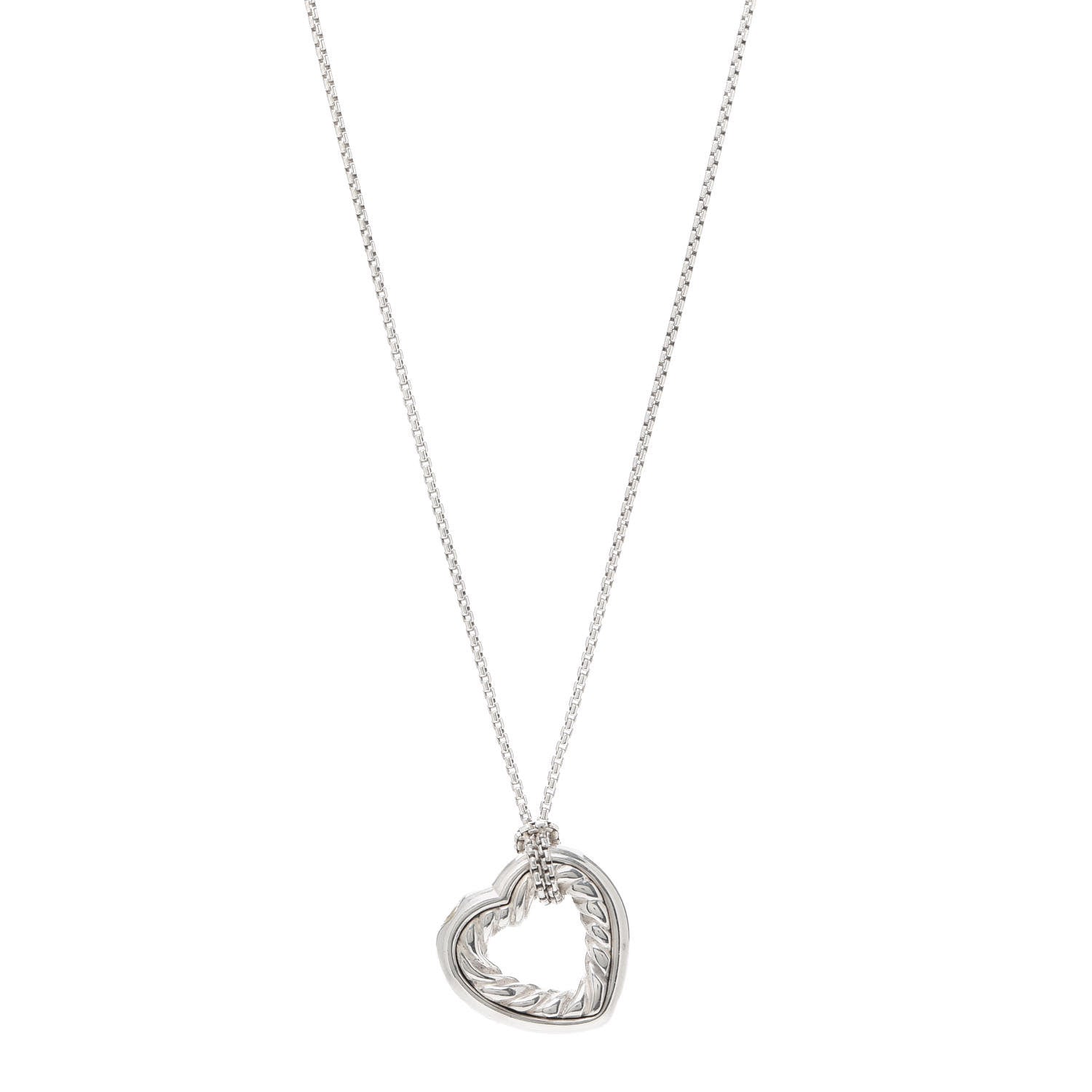 David Yurman Sterling Silver 18K Yellow Gold Open Heart Cable Necklace 1 of 6