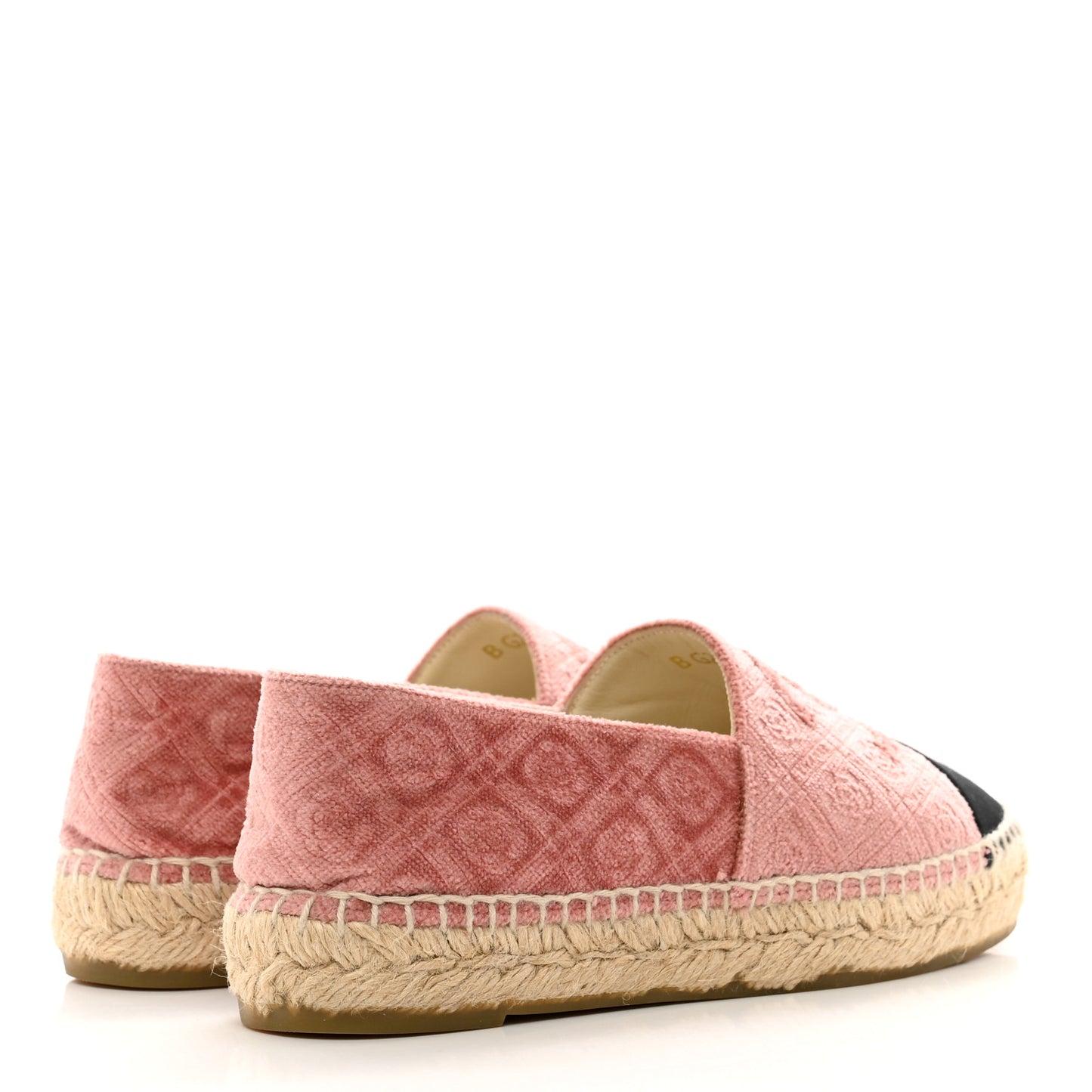 Velvet Grosgrain Quilted Camellia CC Espadrilles 35 Pink Black