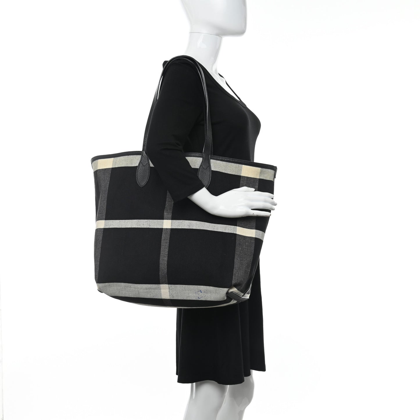 Coated Canvas Mega Check Sketchbook Medium Reversible Doodle Tote Black