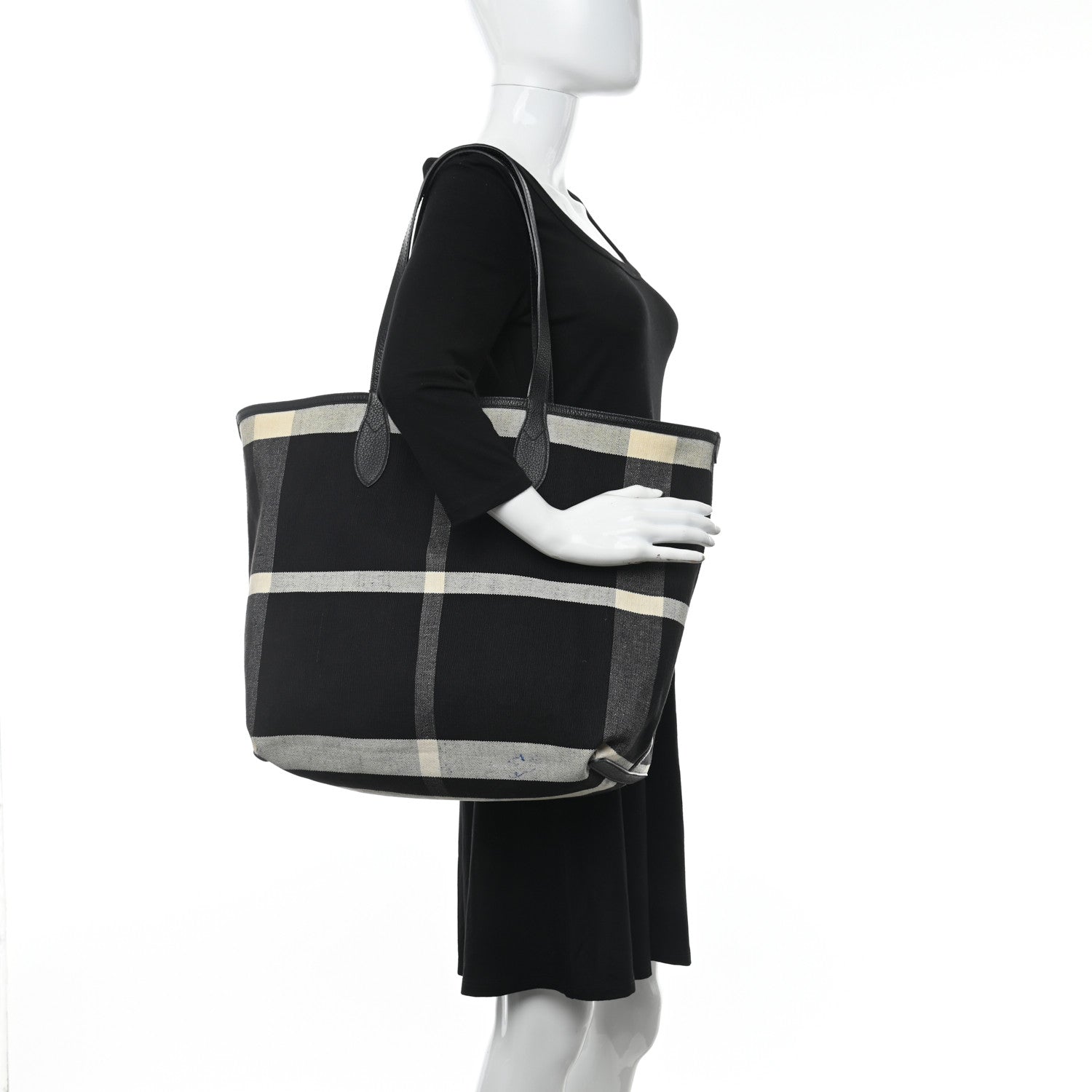 Burberry Coated Canvas Mega Check Sketchbook Medium Reversible Doodle Tote Black 2 of 27