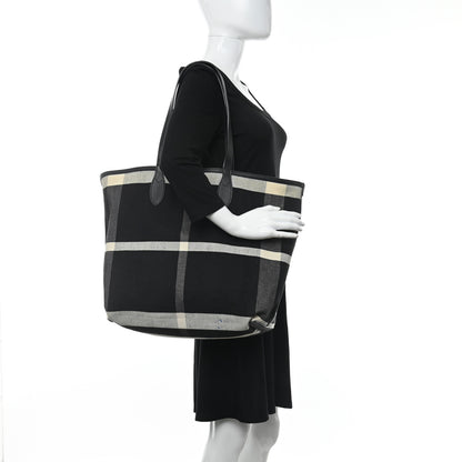 Burberry Coated Canvas Mega Check Sketchbook Medium Reversible Doodle Tote Black 2 of 27