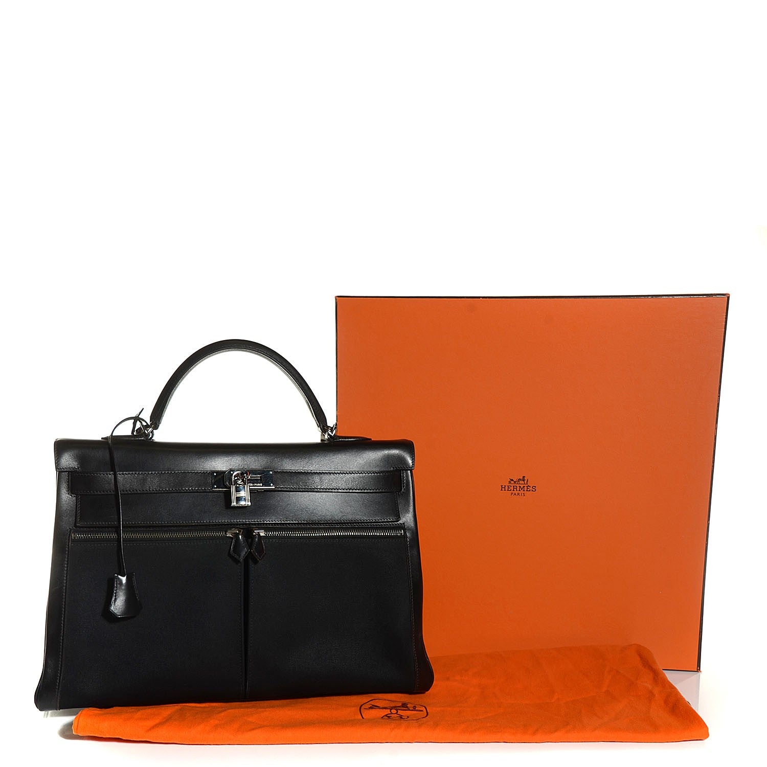 Hermes Box Toile Lakis Kelly 40 Black 6 of 26