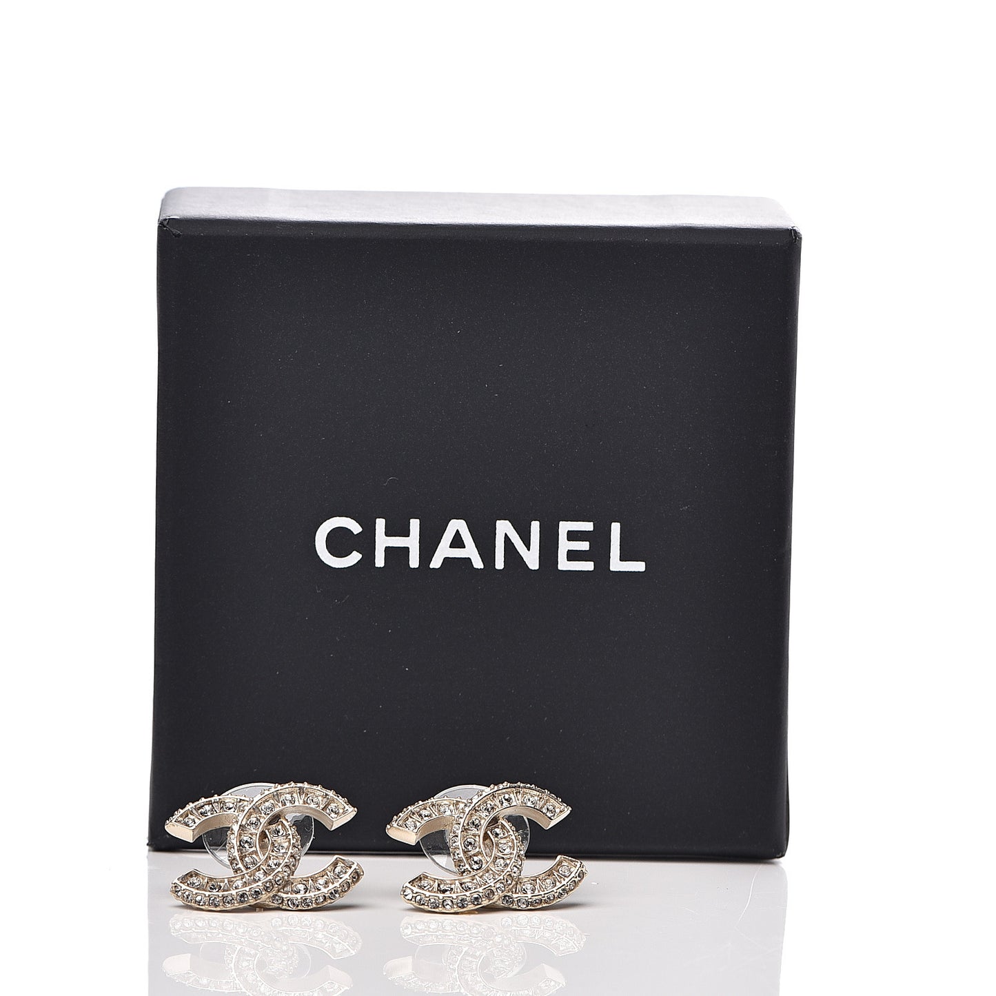 Crystal Timeless CC Earrings Light Gold