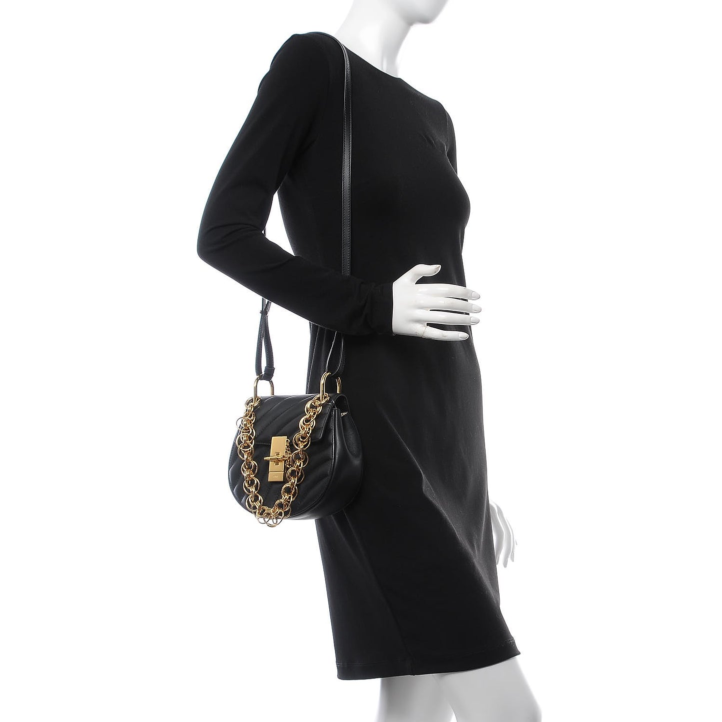 Calfskin Quilted Mini Drew Bijou Shoulder Bag Black