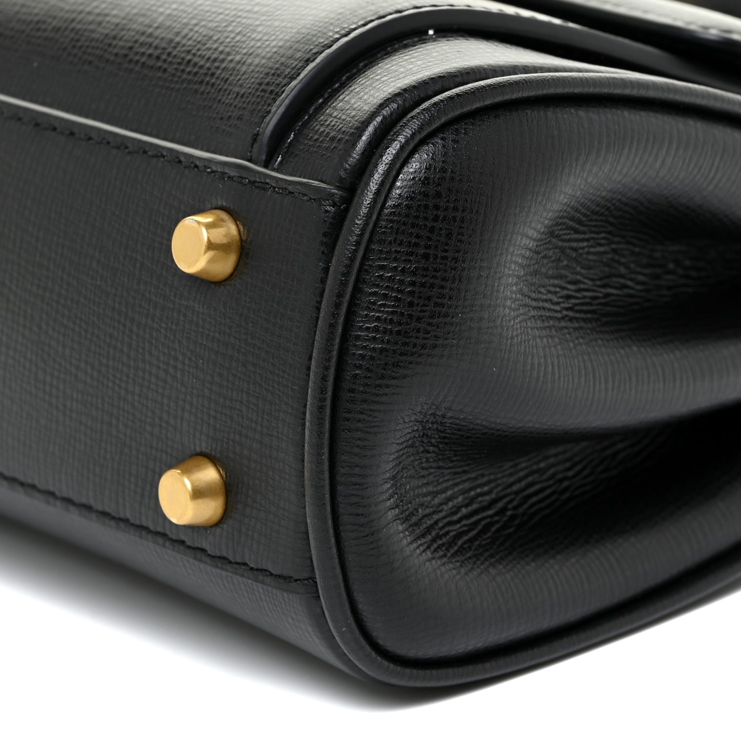 Grainy Calfskin Mini Rockstud Alcove Top-Handle Bag Black