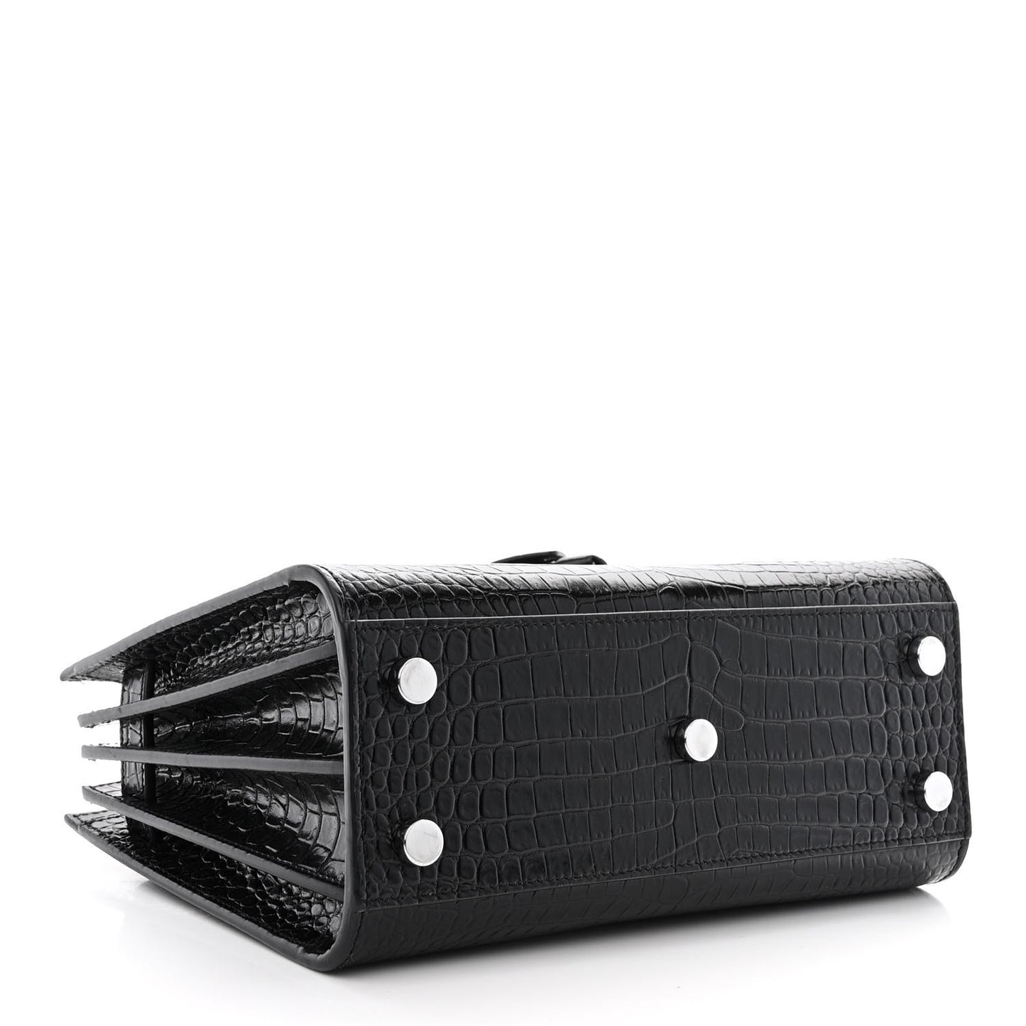 Calfskin Crocodile Embossed Nano Sac De Jour Black