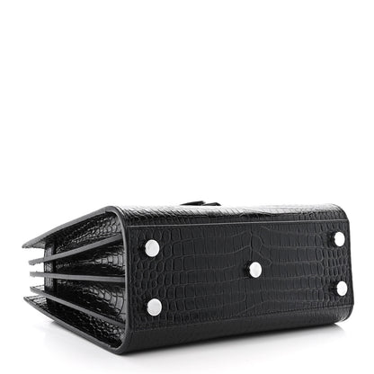 Saint Laurent Calfskin Crocodile Embossed Nano Sac De Jour Black 4 of 14